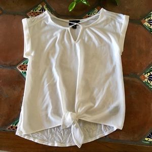 White tie front shirt